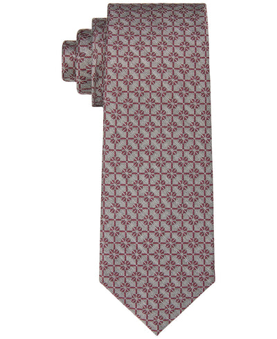 Calvin Klein Foulard Grid Necktie Bordeaux