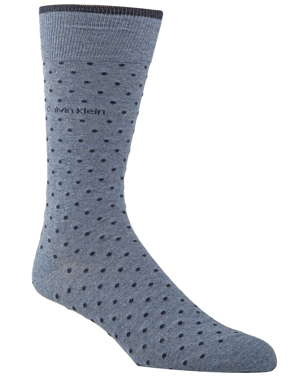 Calvin Klein Giza Pindot Crew Socks Stonewash Htr/navy