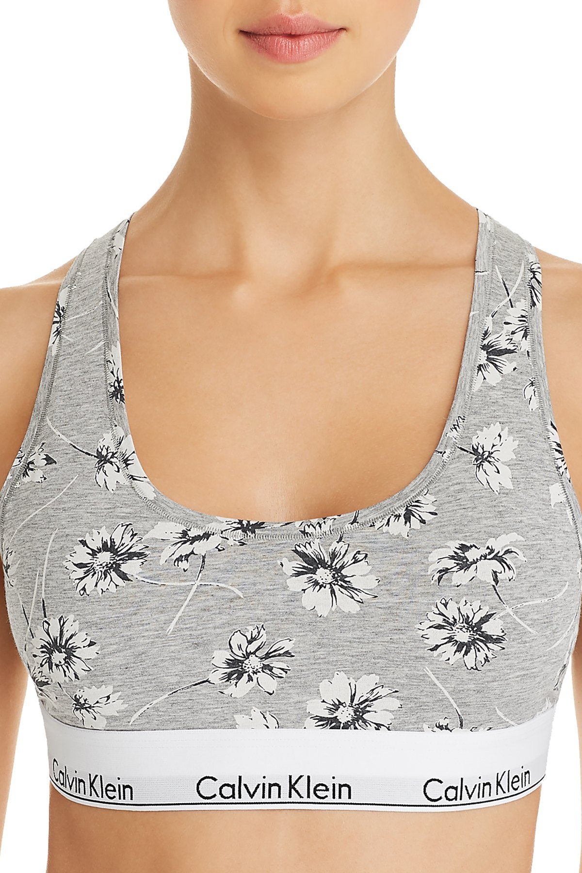 Calvin Klein Grey Scattered-Posey Modern-Cotton Racerback Bralette