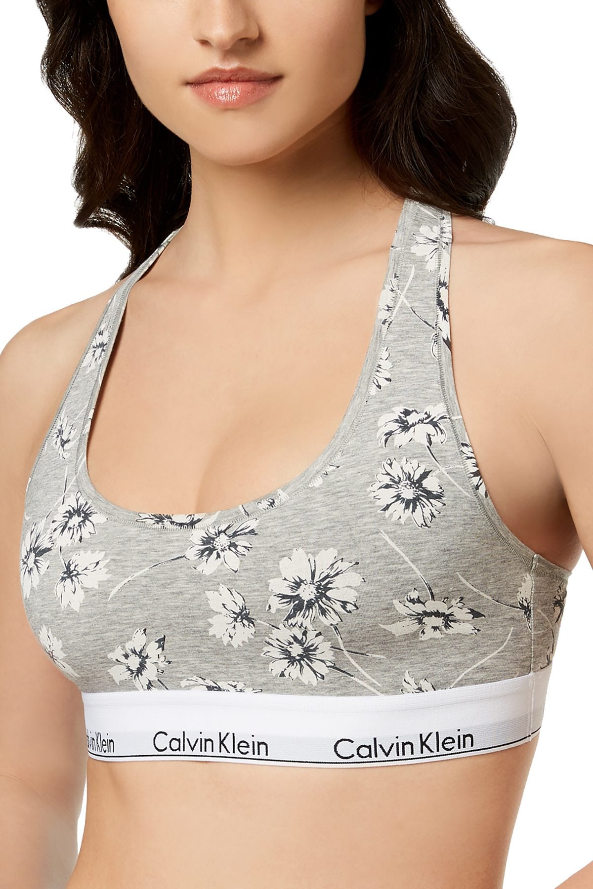 Calvin Klein Grey Scattered-Posey Modern-Cotton Racerback Bralette