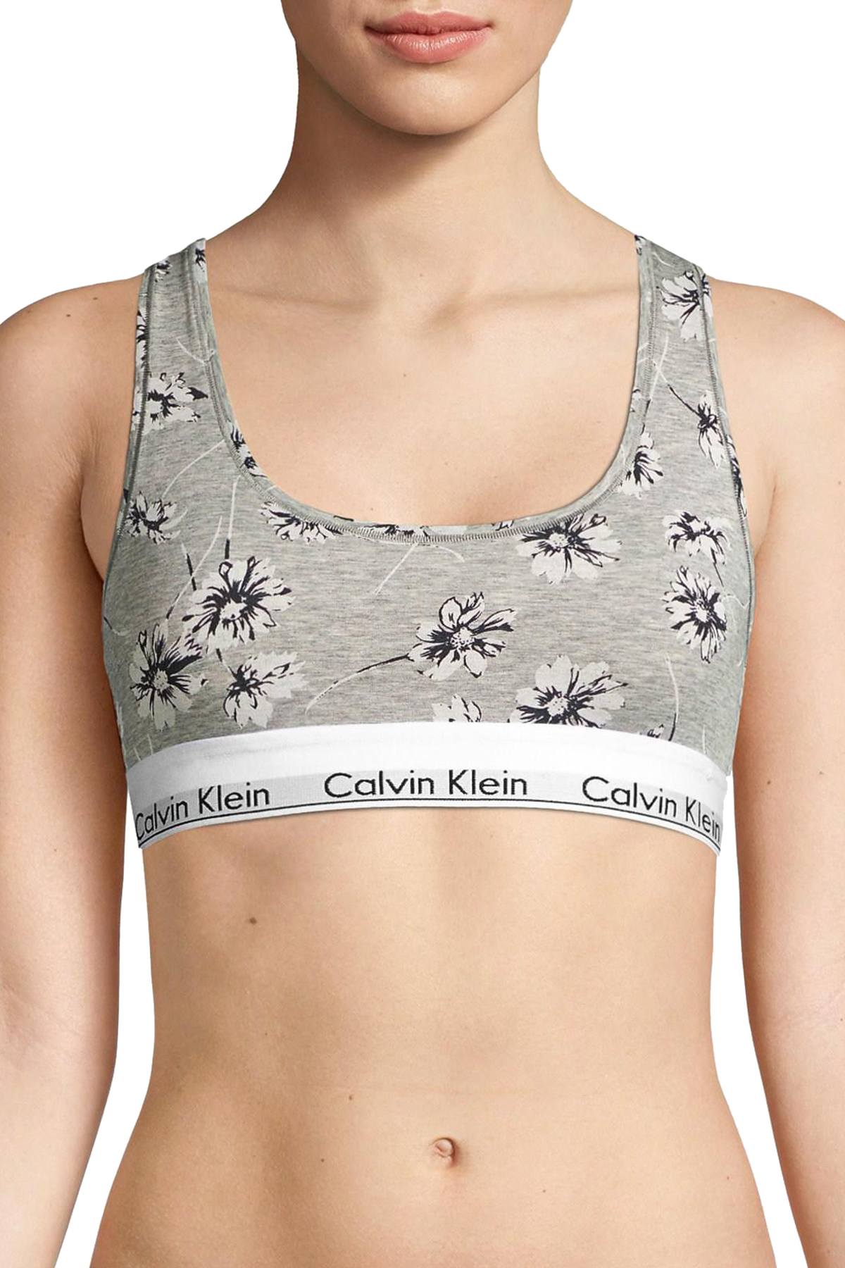 Calvin Klein Grey Scattered-Posey Modern-Cotton Racerback Bralette