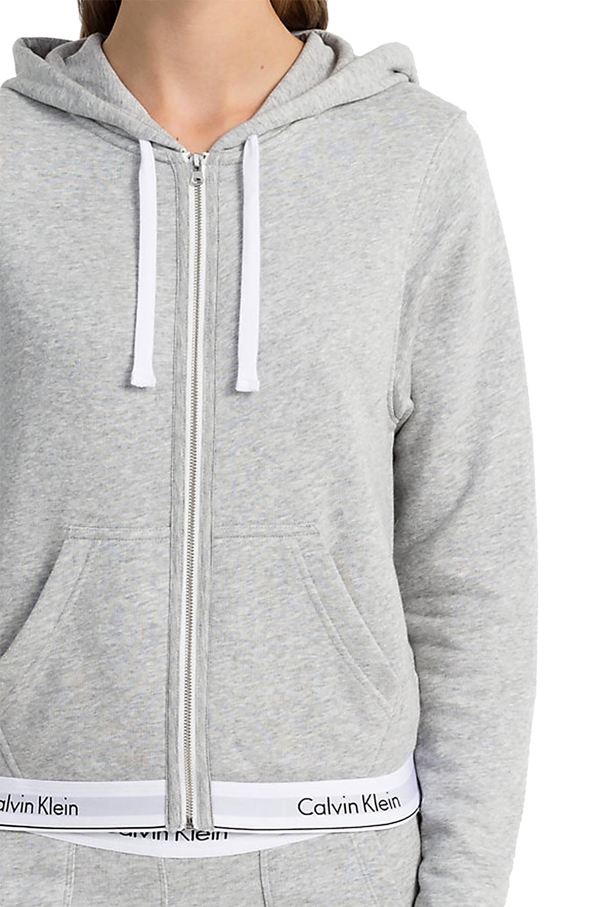 Calvin Klein Heather-Gray Modern Cotton-Blend Lounge Hoodie