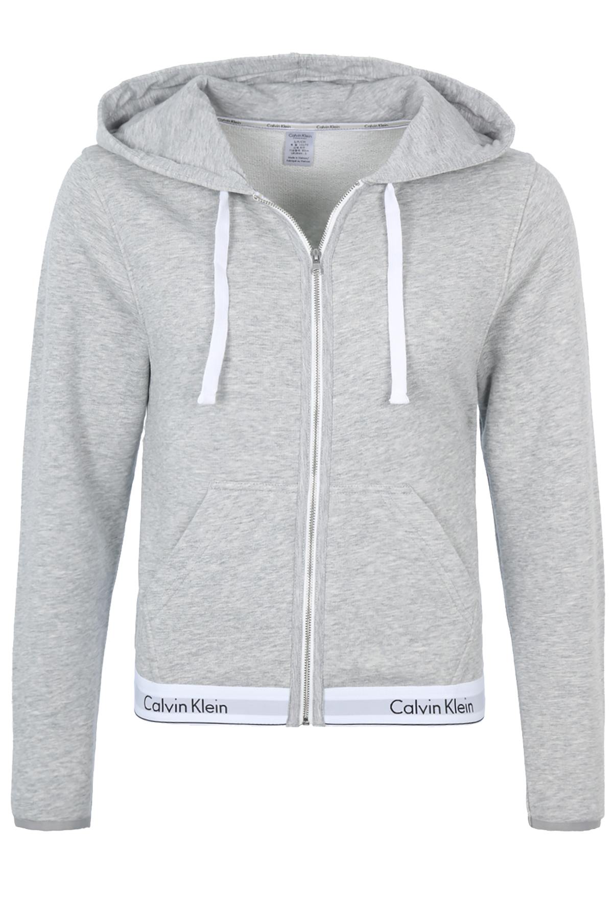 Calvin Klein Heather-Gray Modern Cotton-Blend Lounge Hoodie