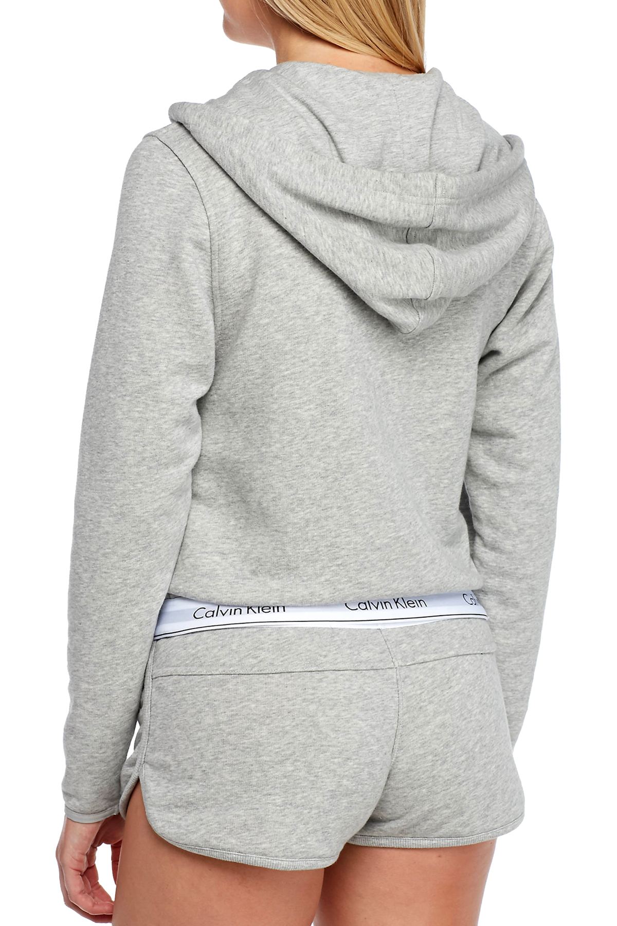 Calvin Klein Heather-Gray Modern Cotton-Blend Lounge Hoodie