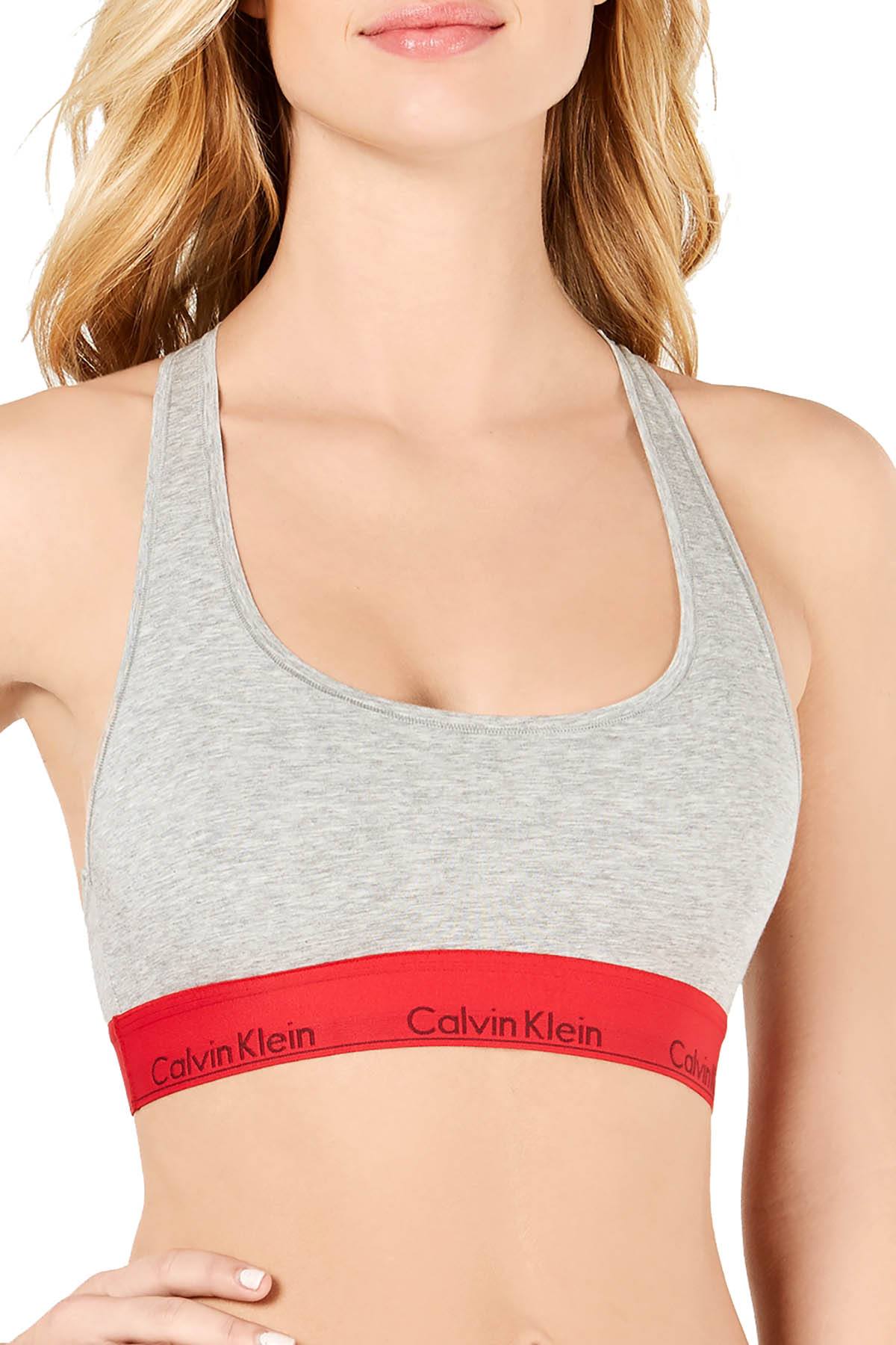 Calvin Klein Heather Grey/Red Modern Cotton/Modal Bralette – CheapUndies