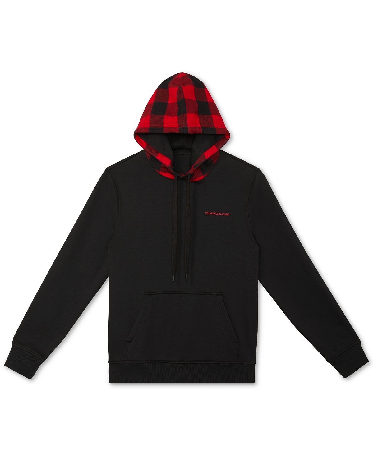 Calvin Klein Jeans Plaid Hood Sweater Black