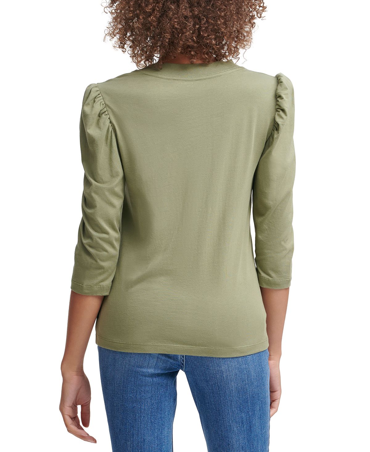 Calvin Klein Jeans Puffed Sleeve Mock Neck Top Bonsai