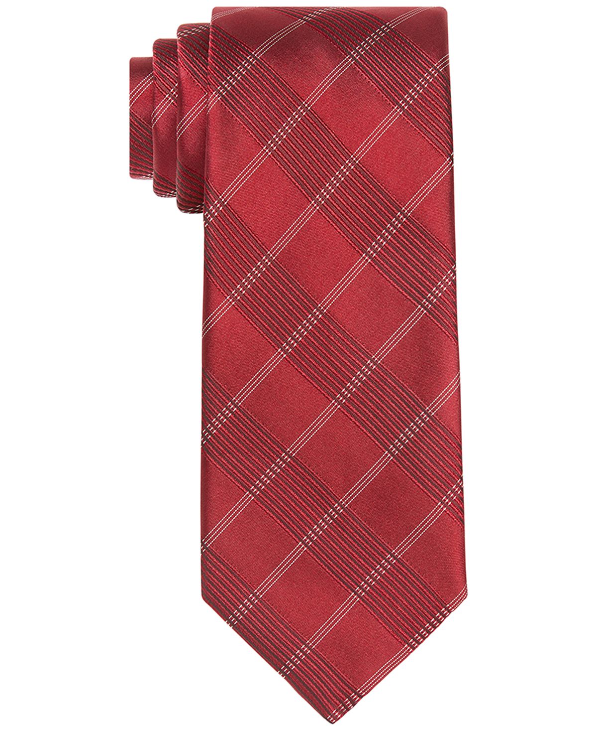 Calvin Klein Jewel Linear Grid Tie Red