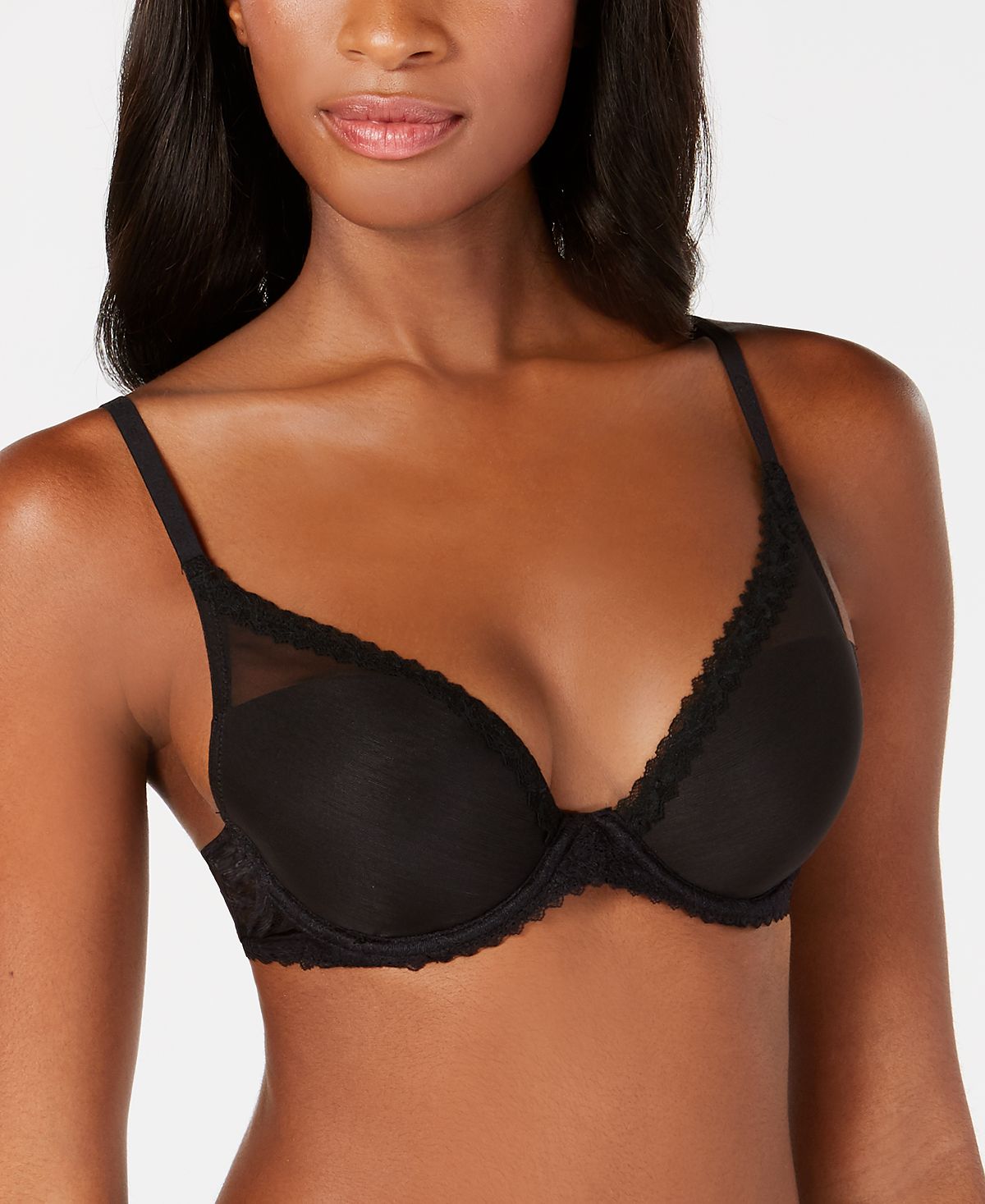 Calvin Klein Lightly Lined Plunge Bra Qf4828 Black