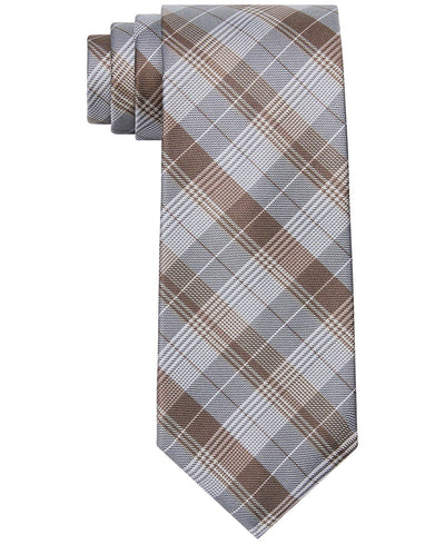 Calvin Klein Modern Glen Plaid Tie Taupe