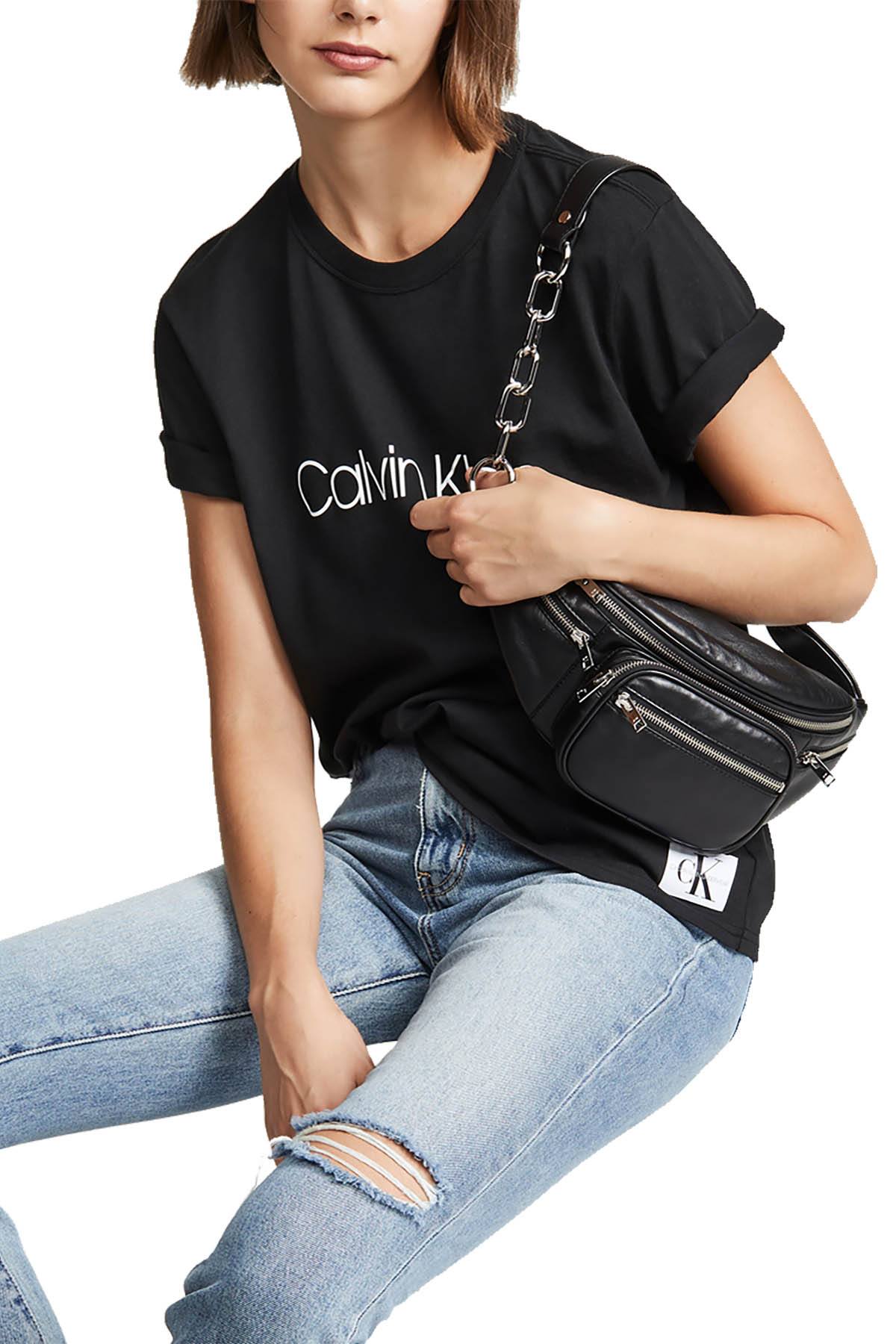 Calvin Klein Monogram Lounge Crew Tee in Black