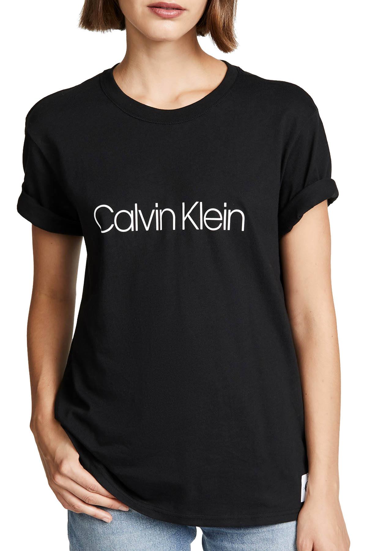 Calvin Klein Monogram Lounge Crew Tee in Black