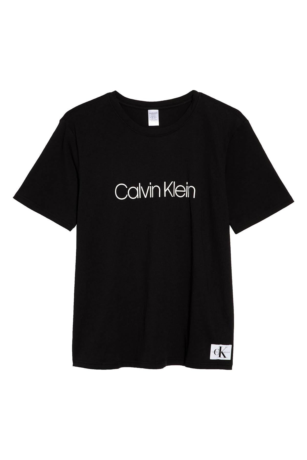 Calvin Klein Monogram Lounge Crew Tee in Black