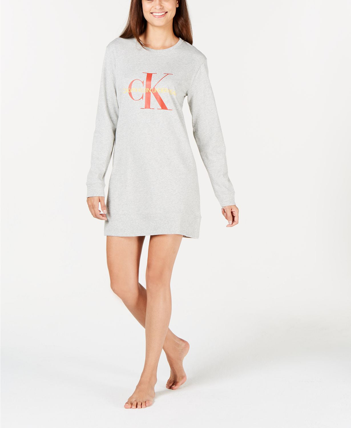 Calvin Klein Monogram Lounge Nightshirt in Grey Heather