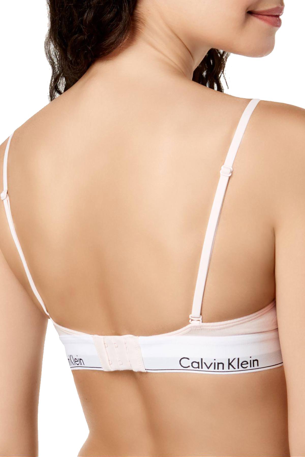 Calvin Klein Women's Striped Lace Triangle Bralette QF5872 Nymph's Thigh