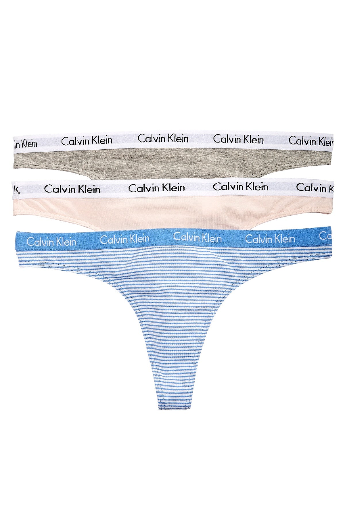 Calvin Klein Pink/Grey/Blue-Stripe Carousel Thong 3-Pack – CheapUndies