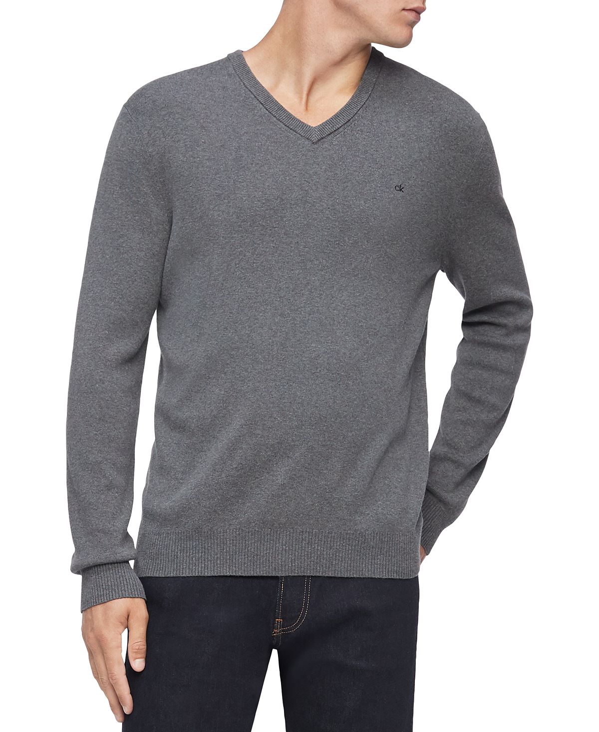 Calvin Klein Regular-fit V-neck Sweater Dark Gray