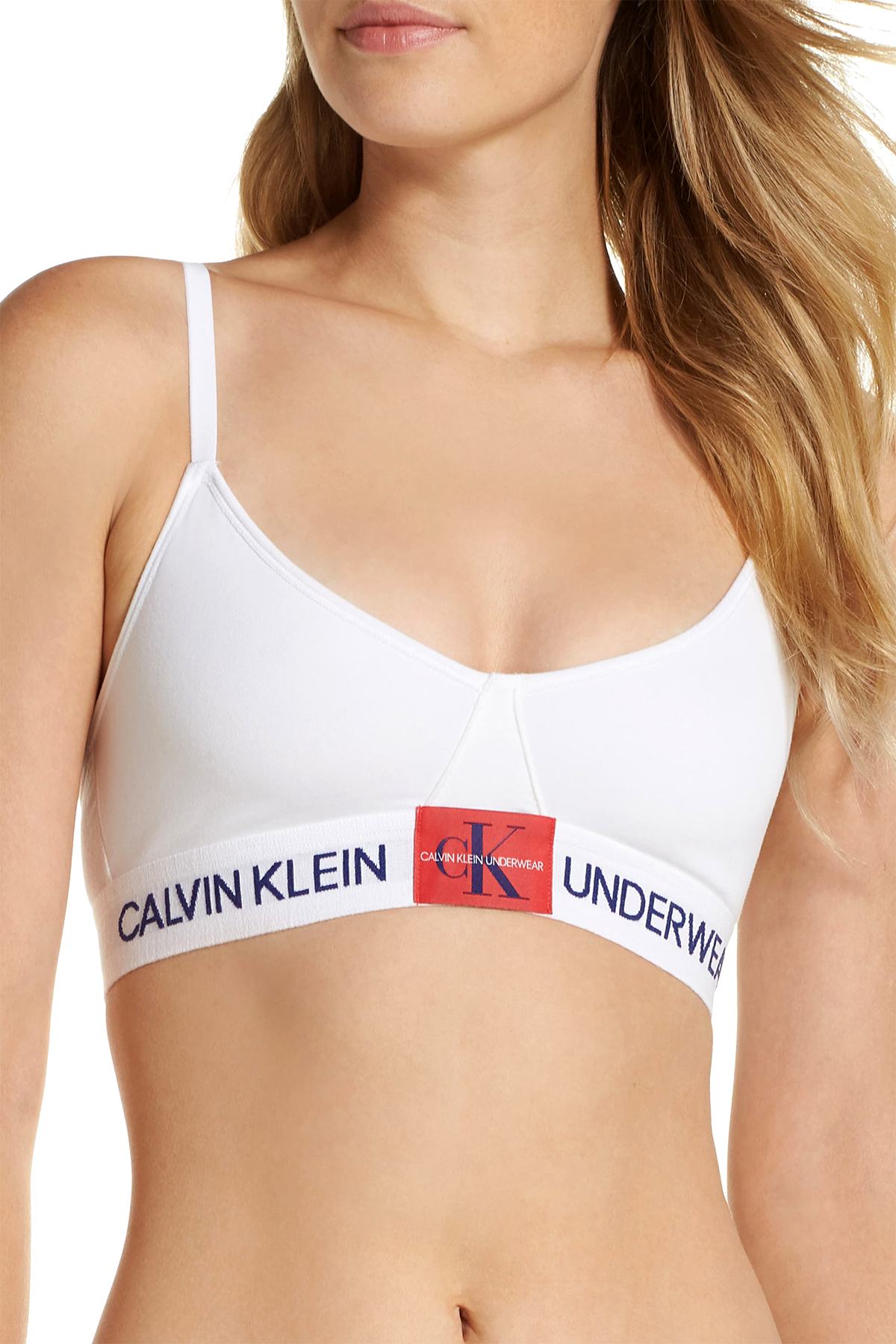 Calvin Klein White Monogram Unlined Triangle Bra – CheapUndies