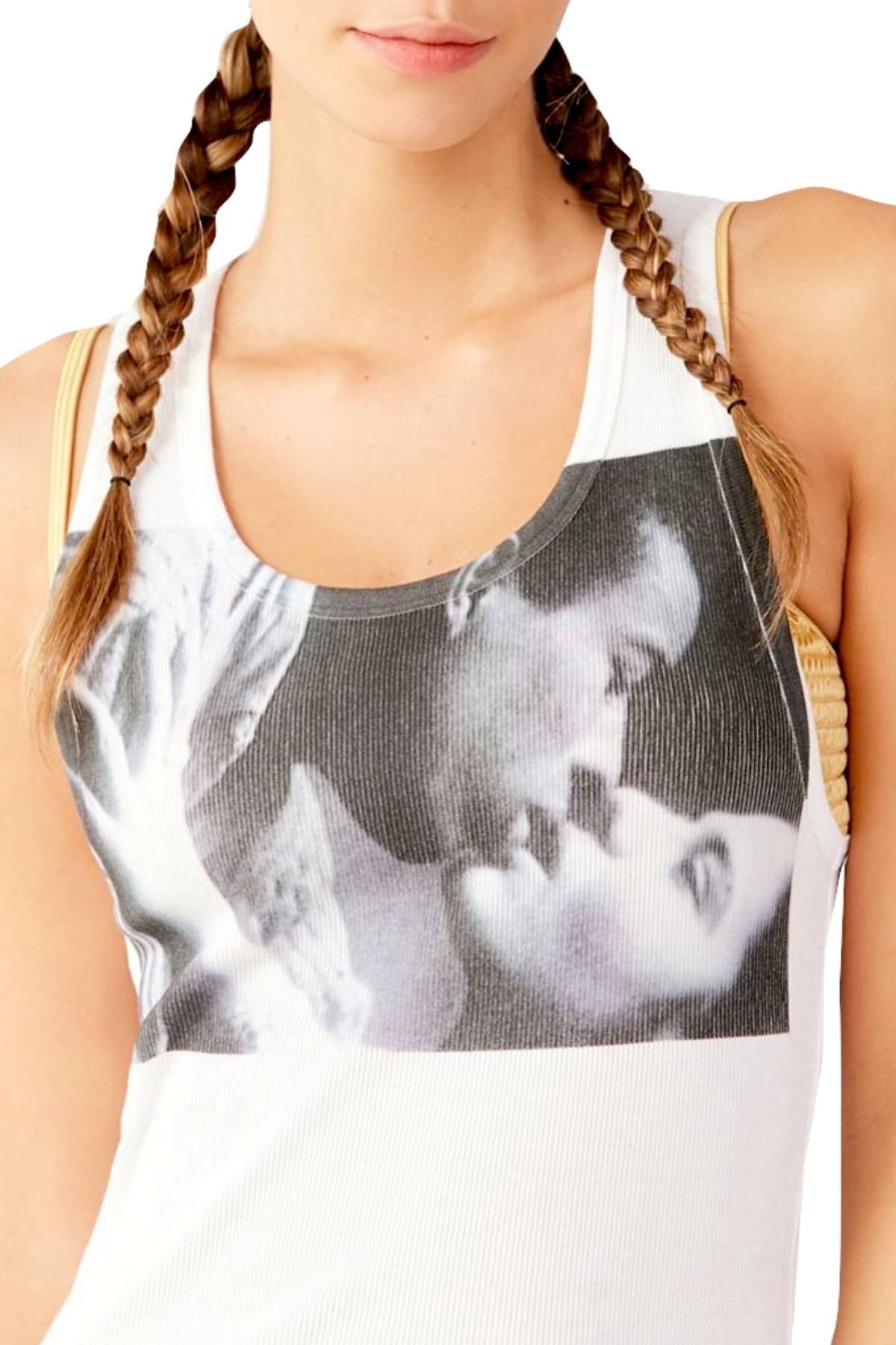 Calvin Klein x Andy Warhol White/Grey Kiss-Print Tank Top