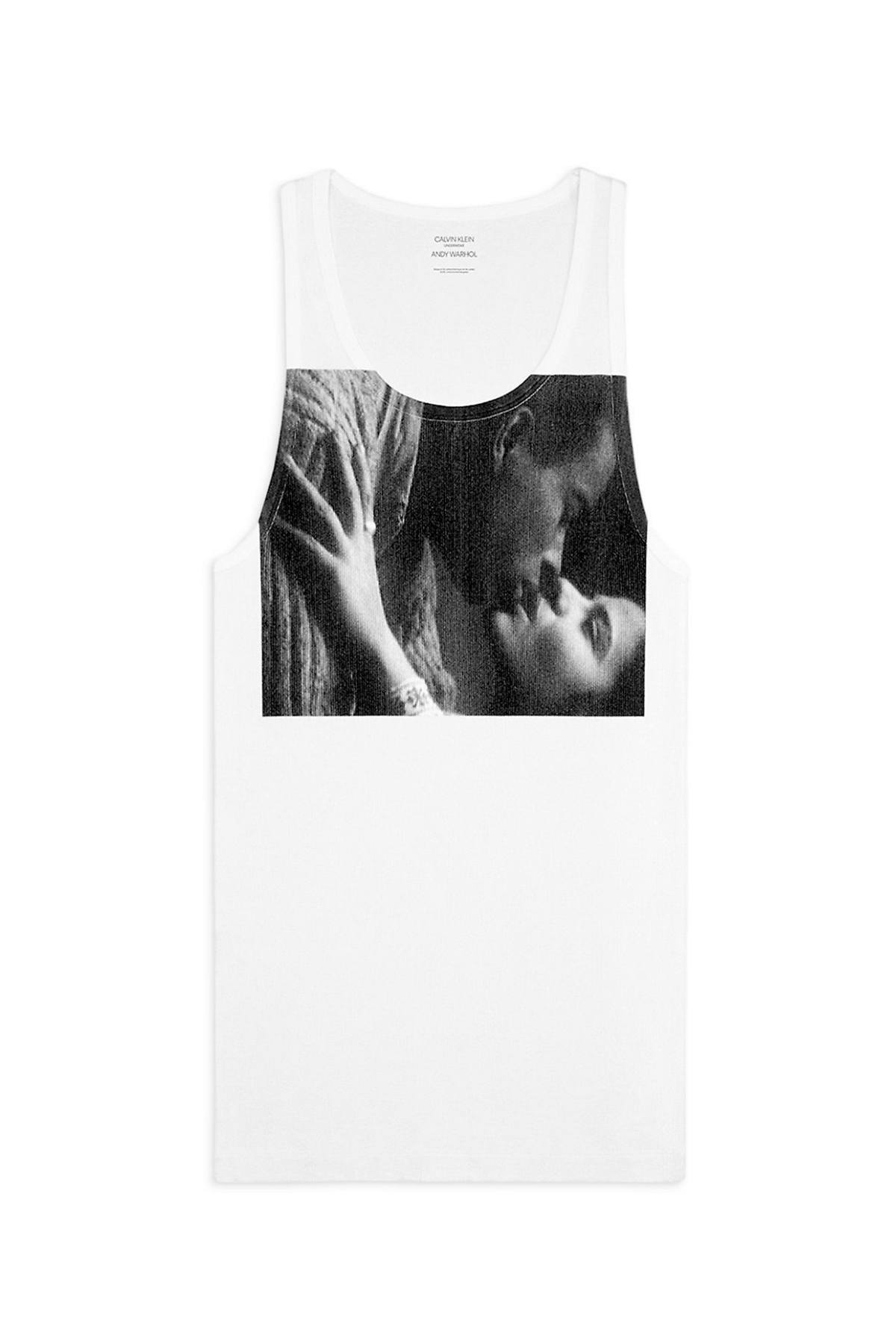 Calvin Klein x Andy Warhol White/Grey Kiss-Print Tank Top