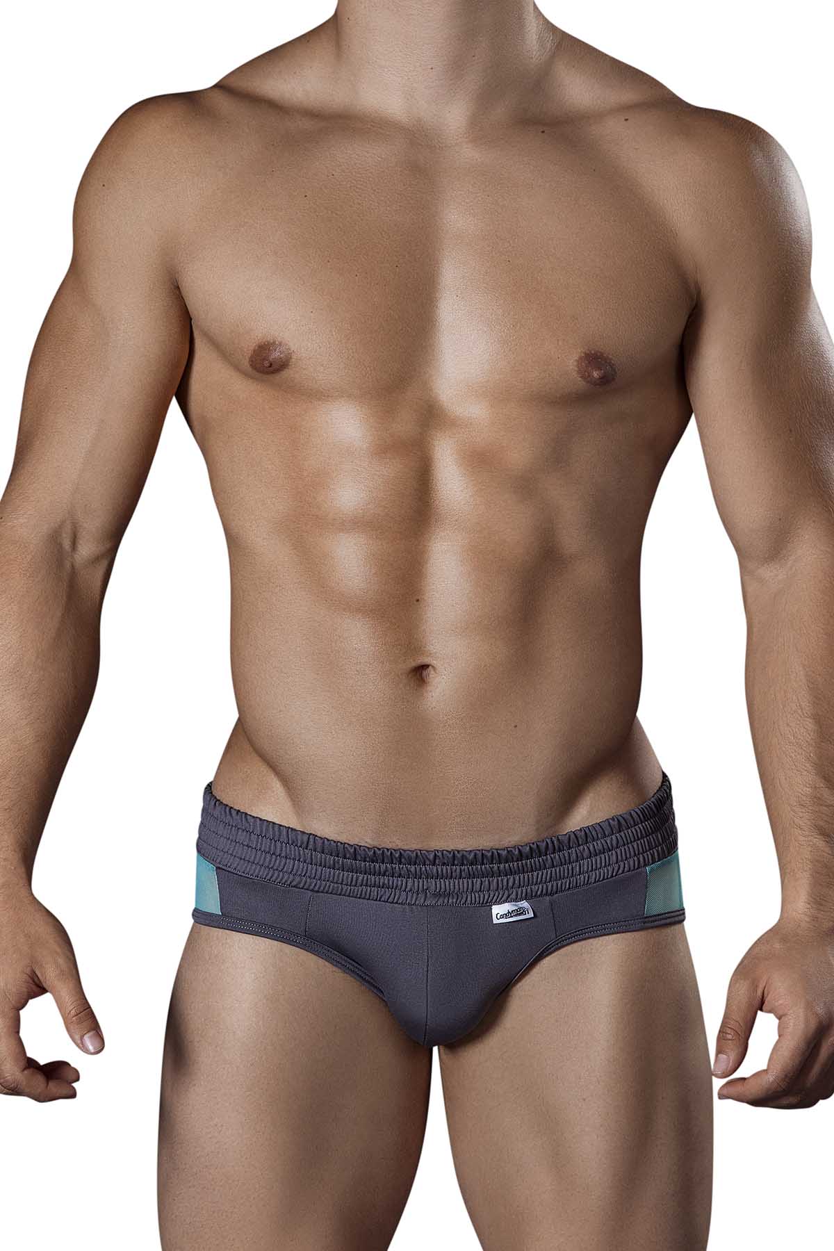 Candyman Grey/Turquoise Mesh-Panel Sunny Brief