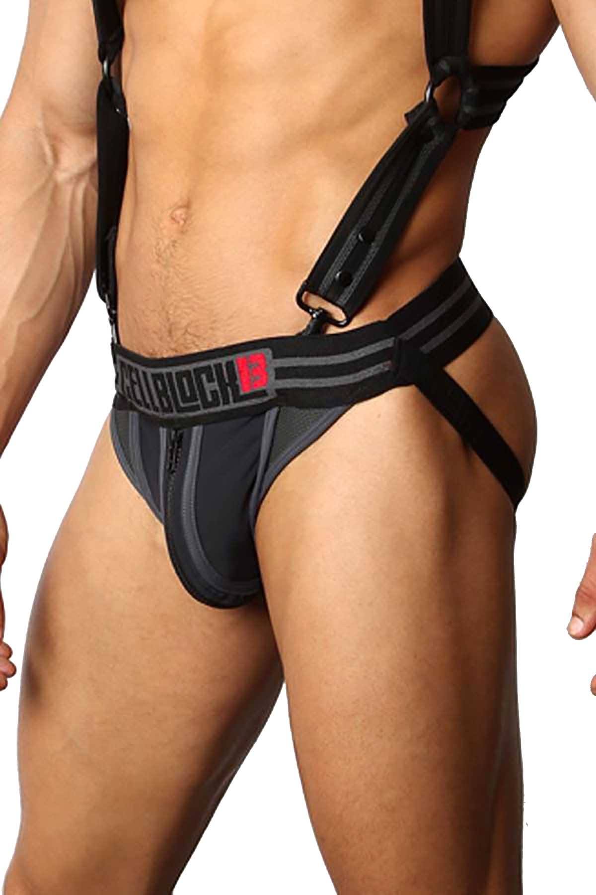 CellBlock 13 Black Triple Threat Zipper Jockstrap