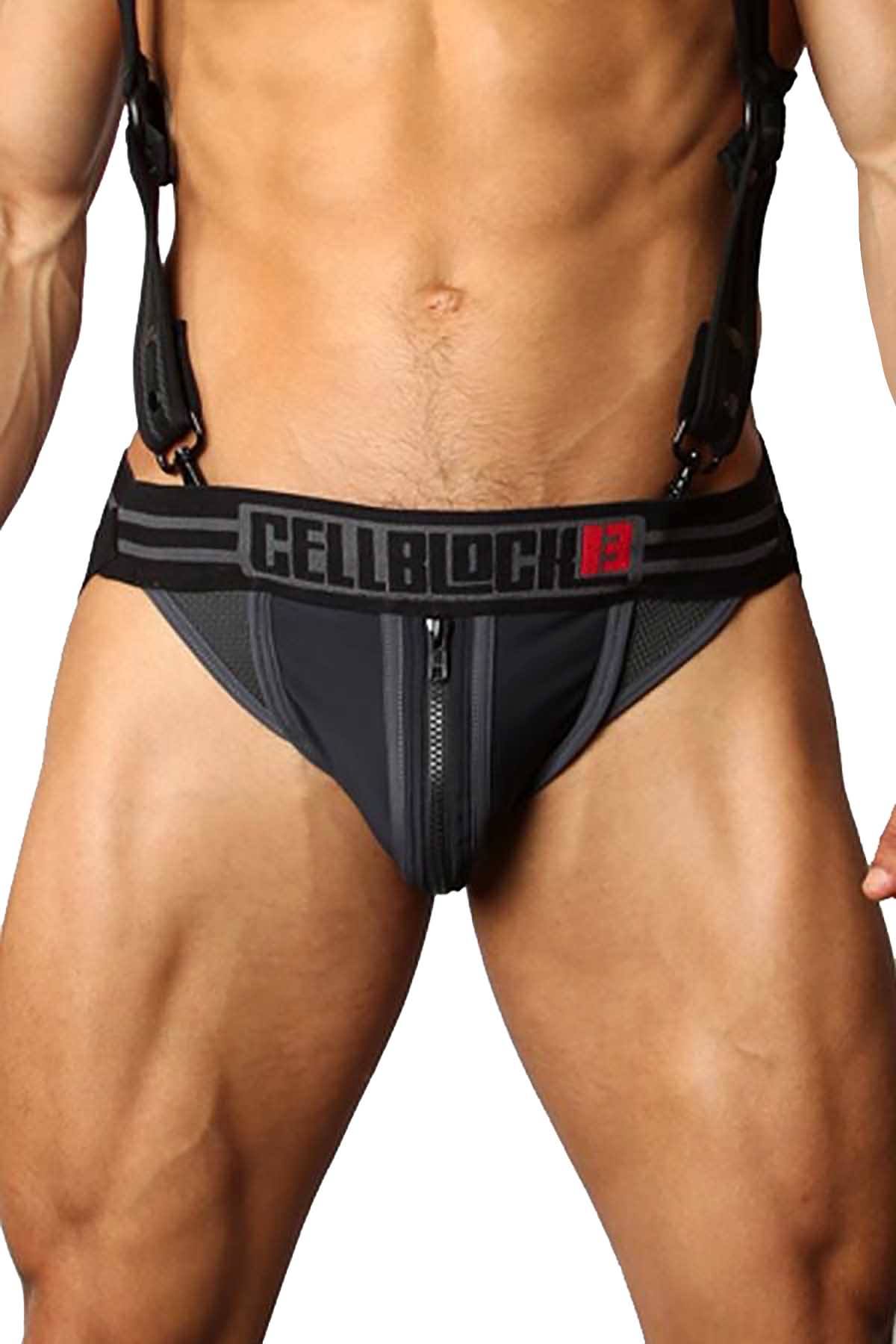 CellBlock 13 Black Triple Threat Zipper Jockstrap