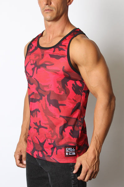 Cellblock 13 Red Foxhole Camo Mesh Tank Top