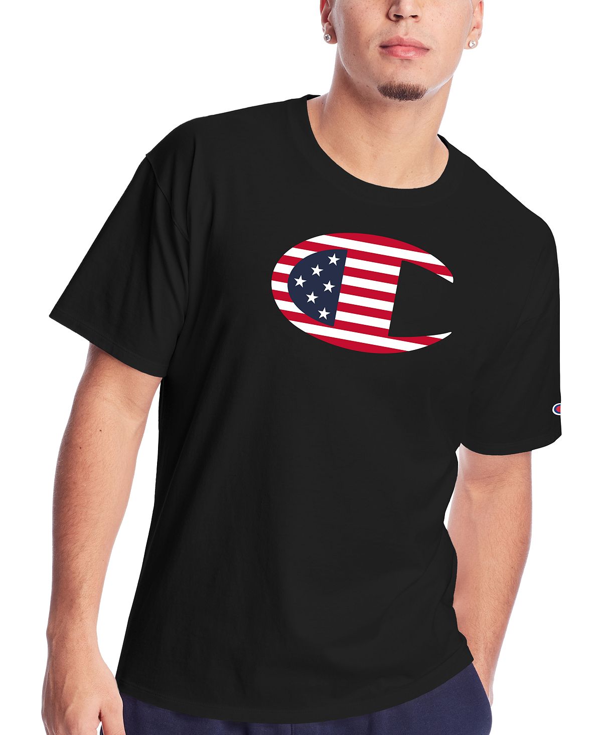 Champion American Flag Logo T-shirt Black