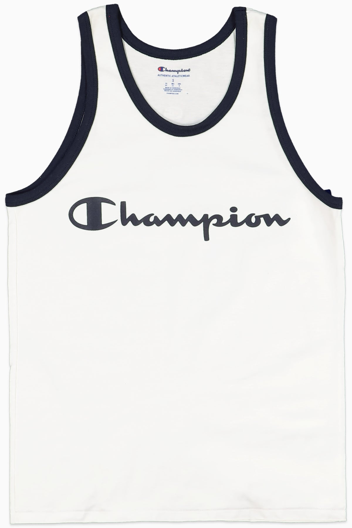 Champion Mens Logo Ringer Tank Top White