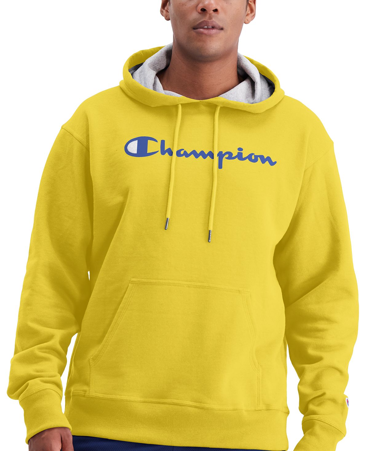 Champion Script Logo Powerblend Hoodie Butter Yellow