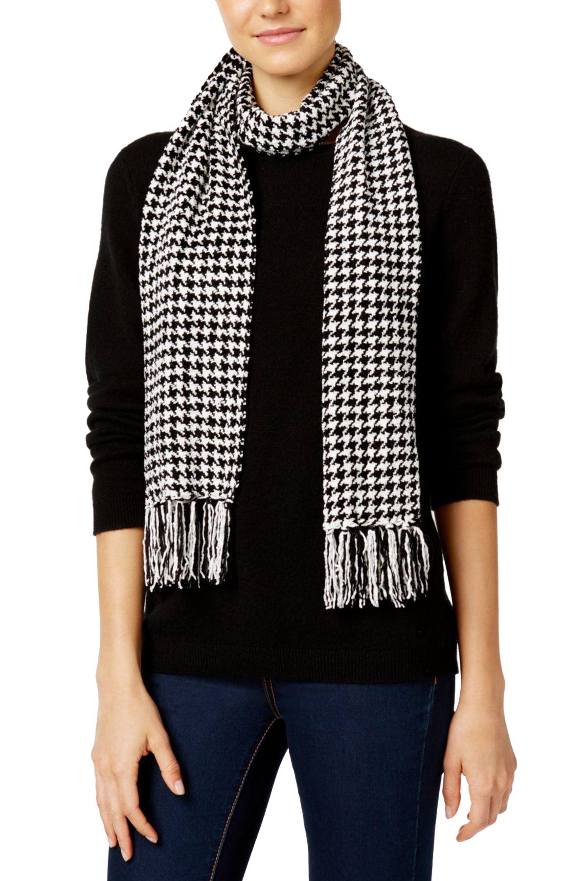 Charter Club Black Houndstooth Chenille Woven Scarf – CheapUndies