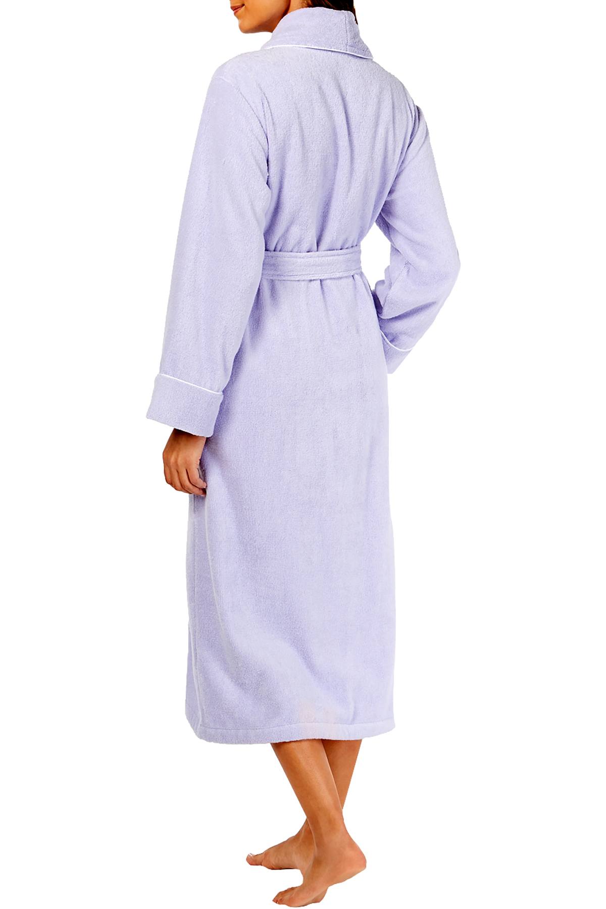 Charter Club Intimates Light-Amethyst Luxe Terry Piped Wrap Robe