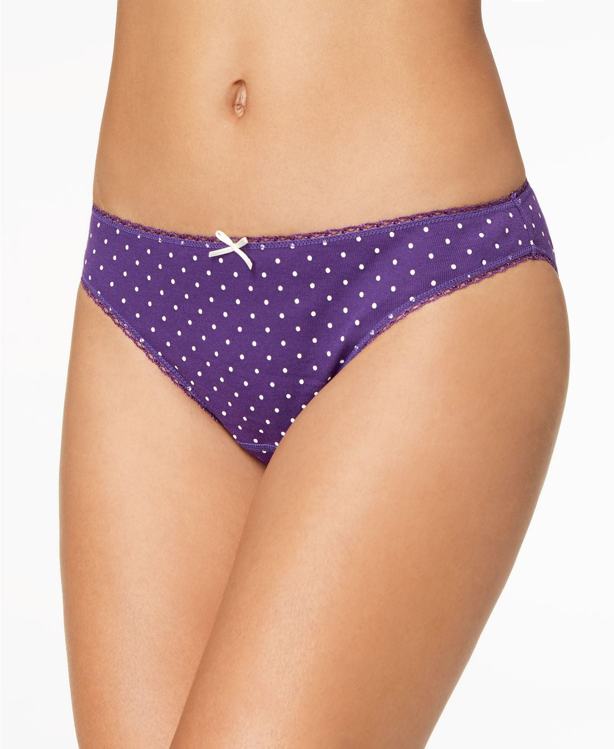 Charter Club Pretty Cotton Bikini Brief in Plum Dots