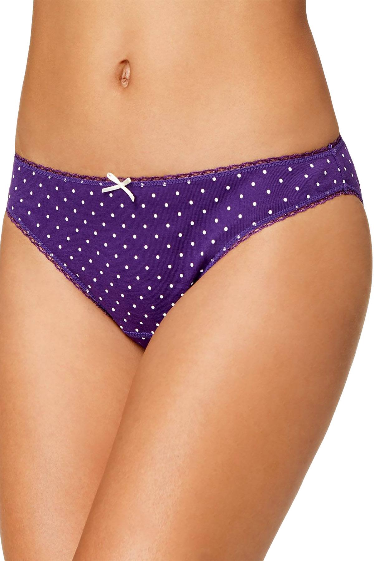 Charter Club Pretty Cotton Bikini Brief in Plum Dots