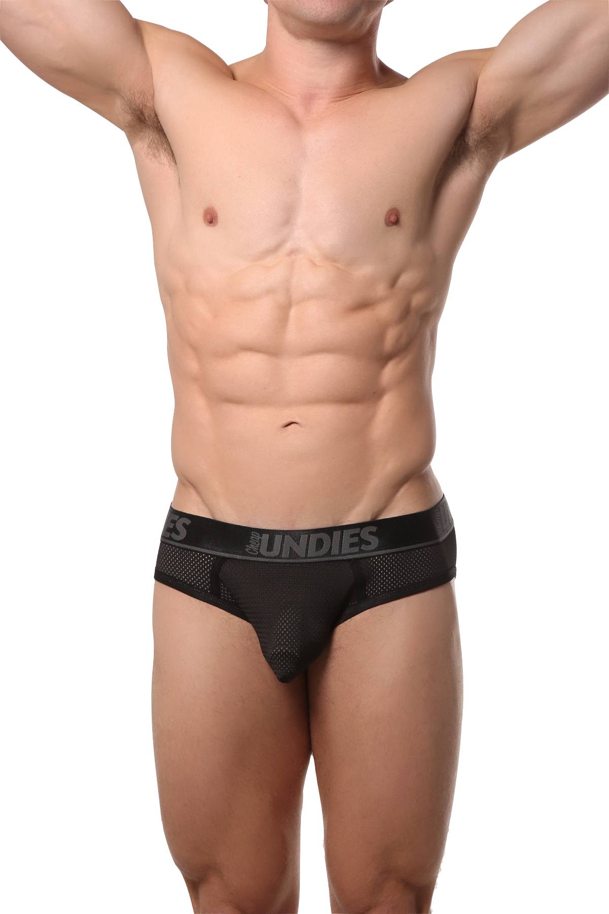 CheapUndies Black Mesh Jock-Brief