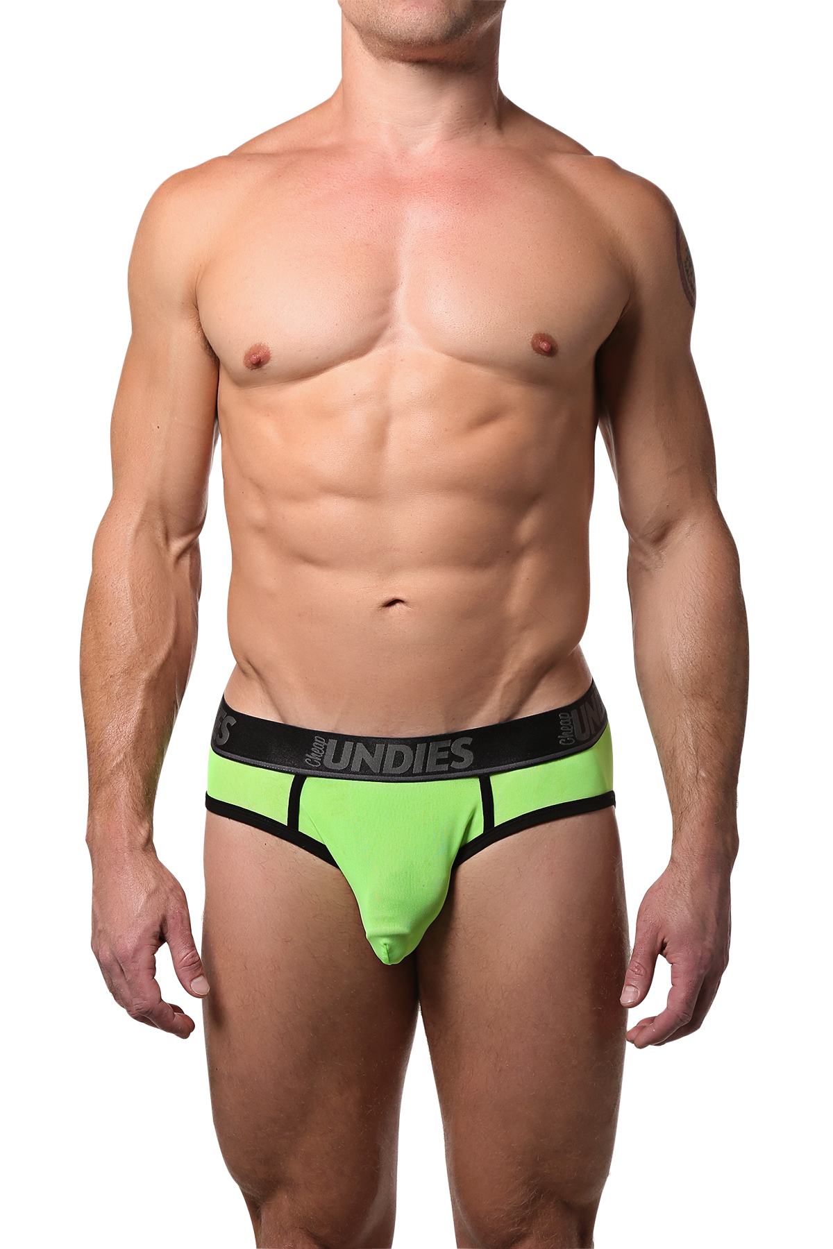 CheapUndies Neon Green Exposed Mesh Brief