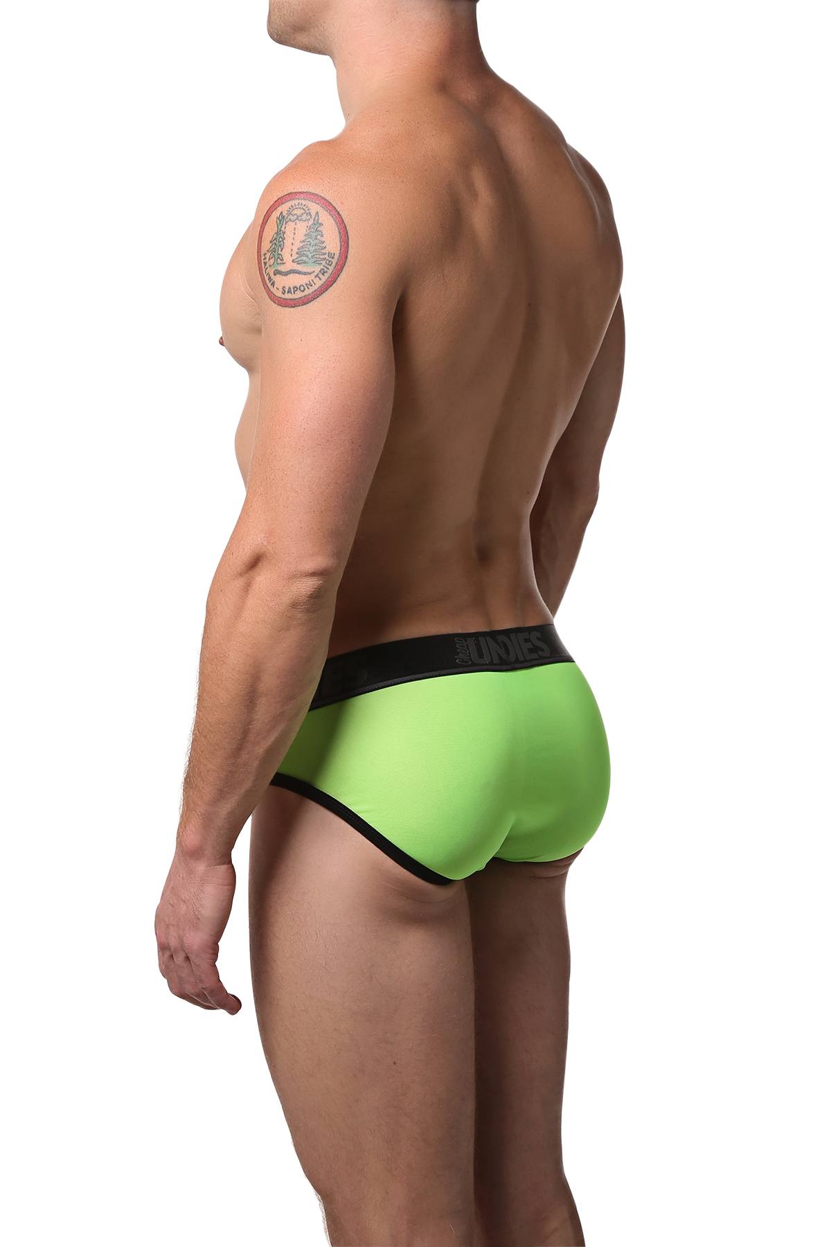 CheapUndies Neon Green Exposed Mesh Brief