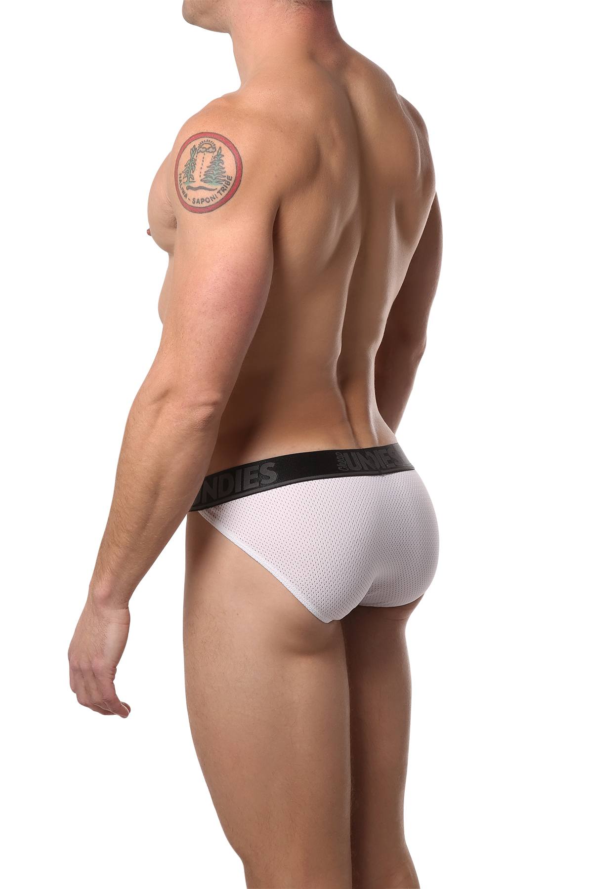 CheapUndies White Mesh Bikini Brief