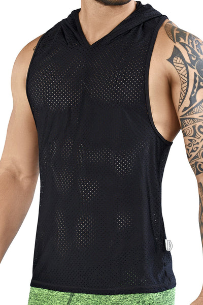 Clever Black Aster Hooded Tank Top