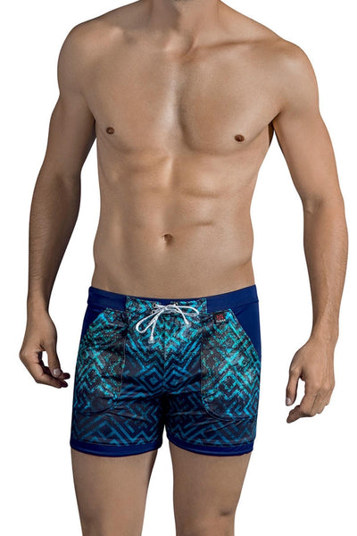 Clever Dark-Blue Labyrinth Swim Trunk