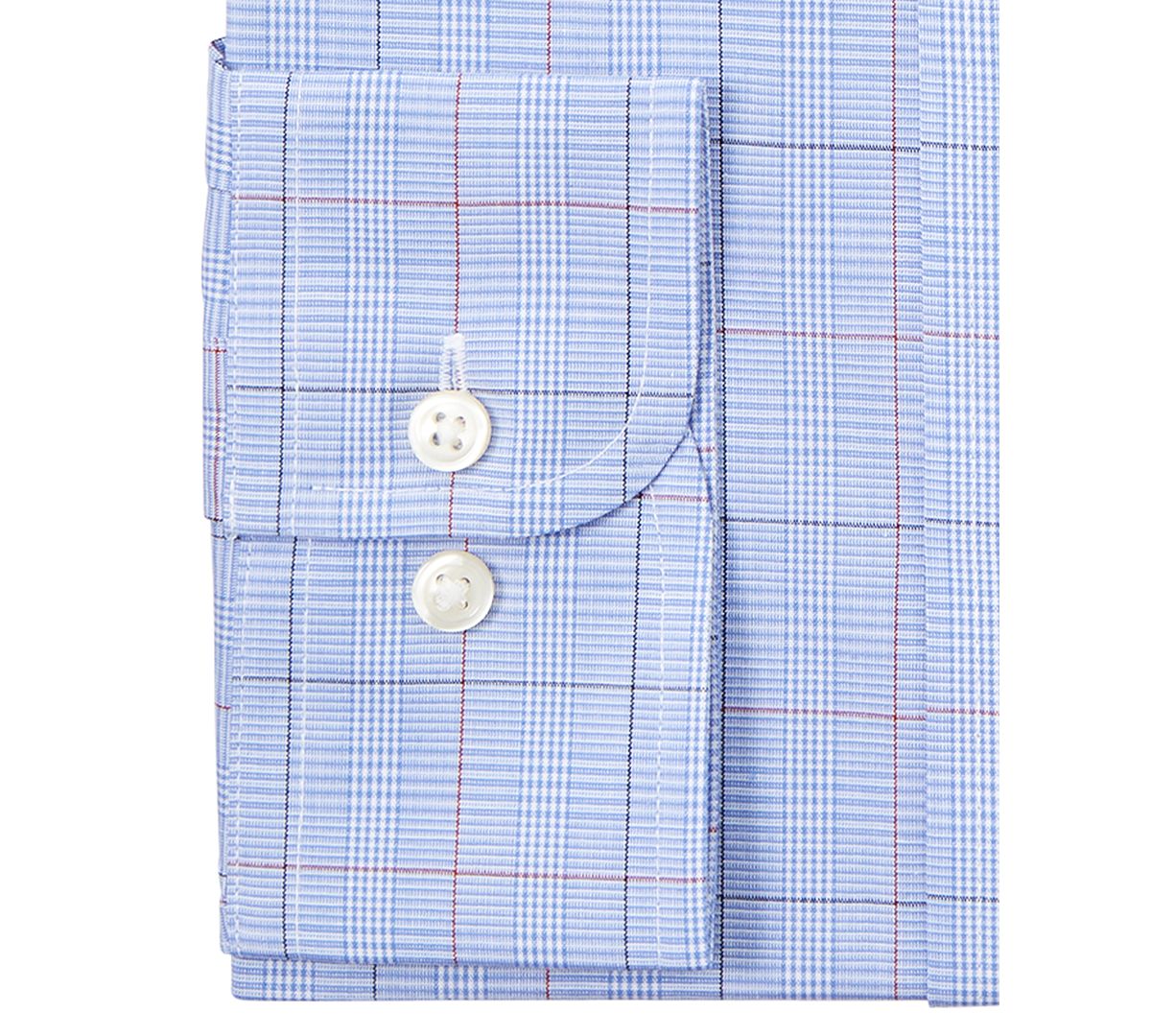 Club Room Classic/regular Fit Stretch Small Glen Plaid Dress Shirt Light Blue Red