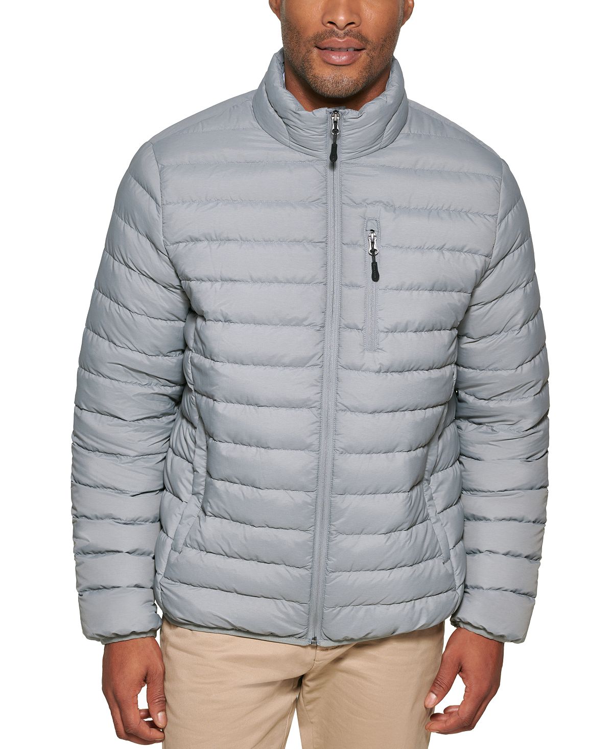 Club Room Down Packable Quilted Puffer Jacket Heather Grey