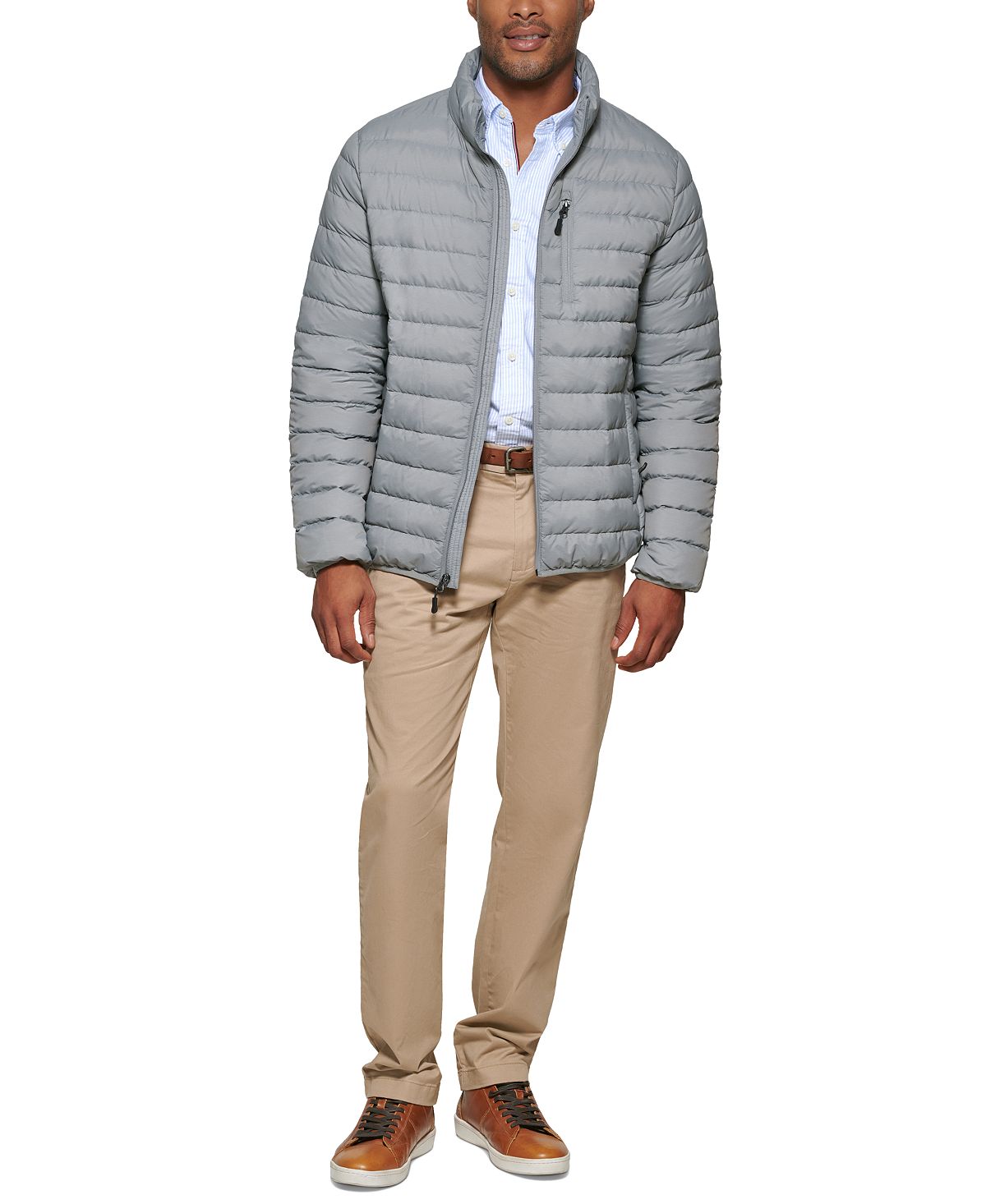 Club Room Down Packable Quilted Puffer Jacket Heather Grey