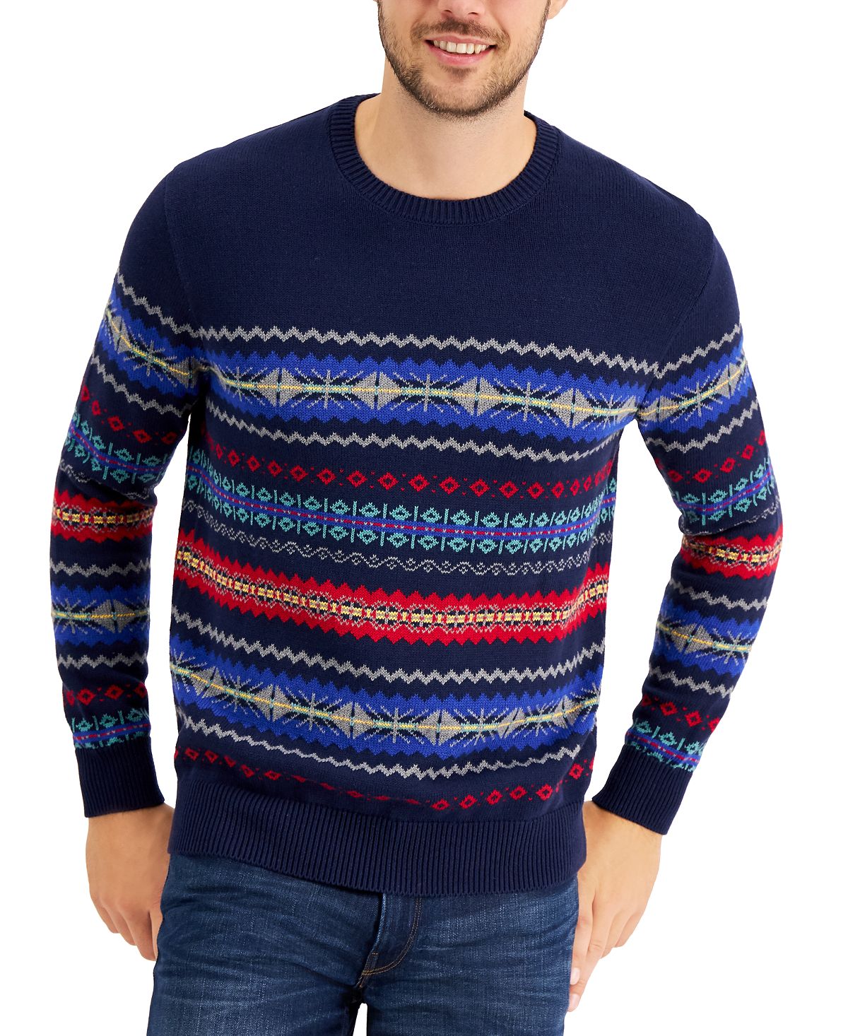 Club Room Fair Isle Sweater Navy Blue