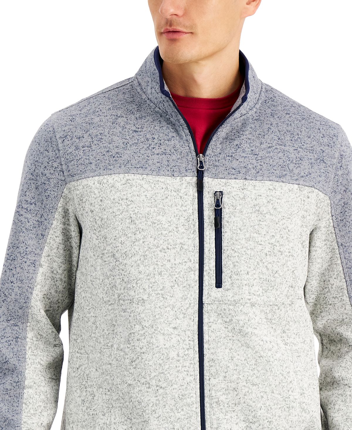 Club Room Full-zip Fleece Sweater Smooth Silver