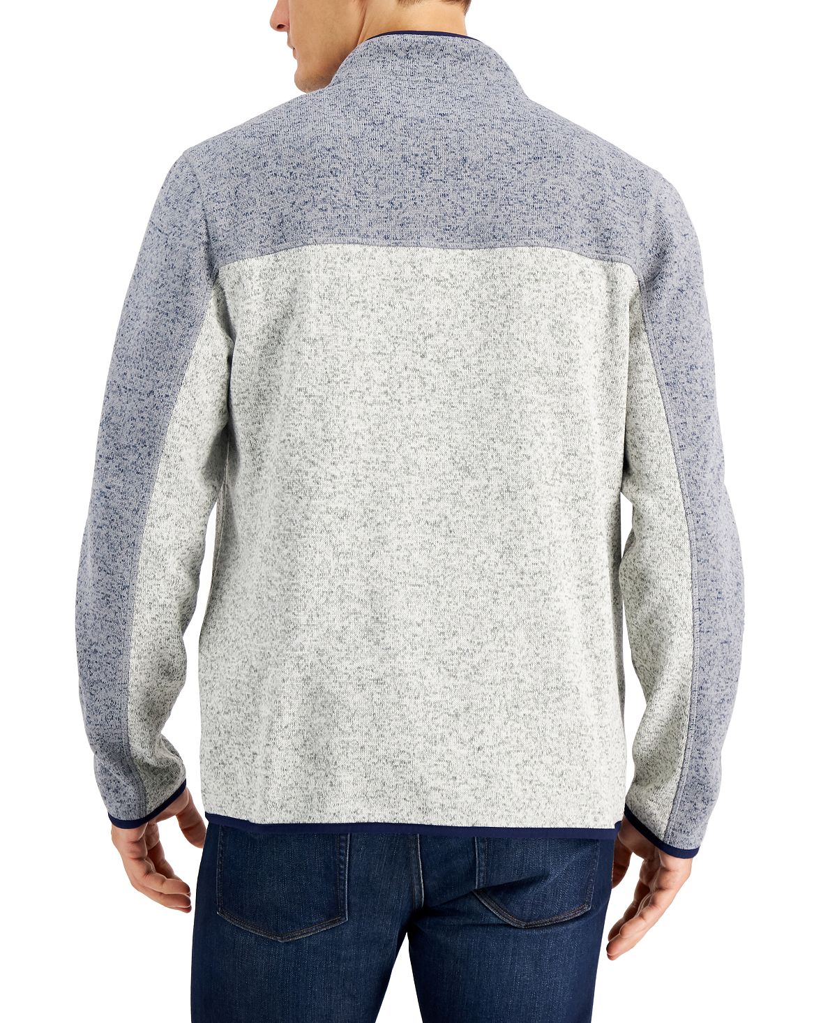 Club Room Full-zip Fleece Sweater Smooth Silver