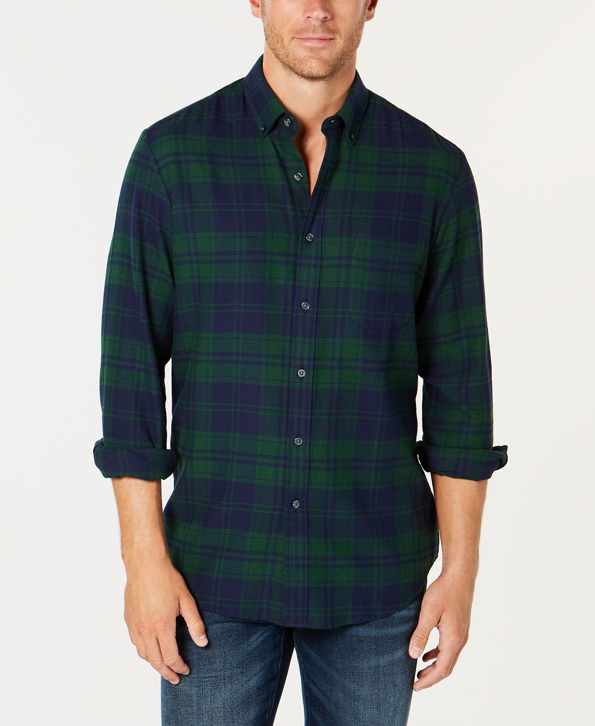 Club Room Plaid Flannel Shirt Black Forest