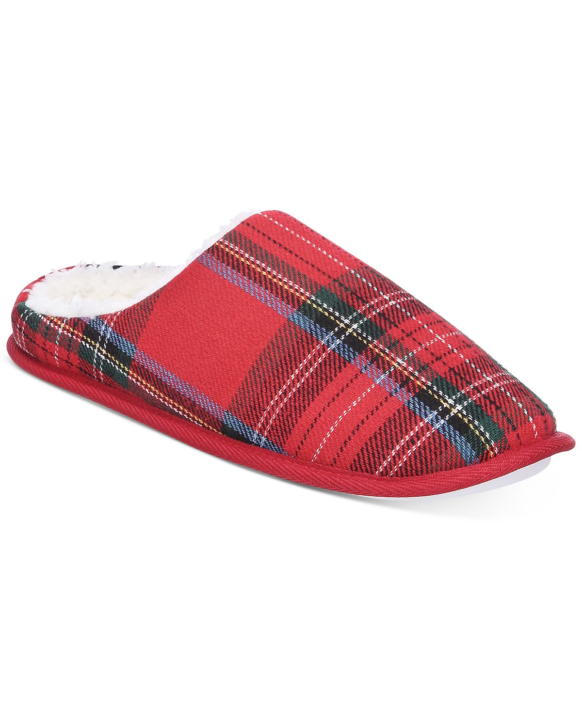 Club Room Plaid Slippers Red