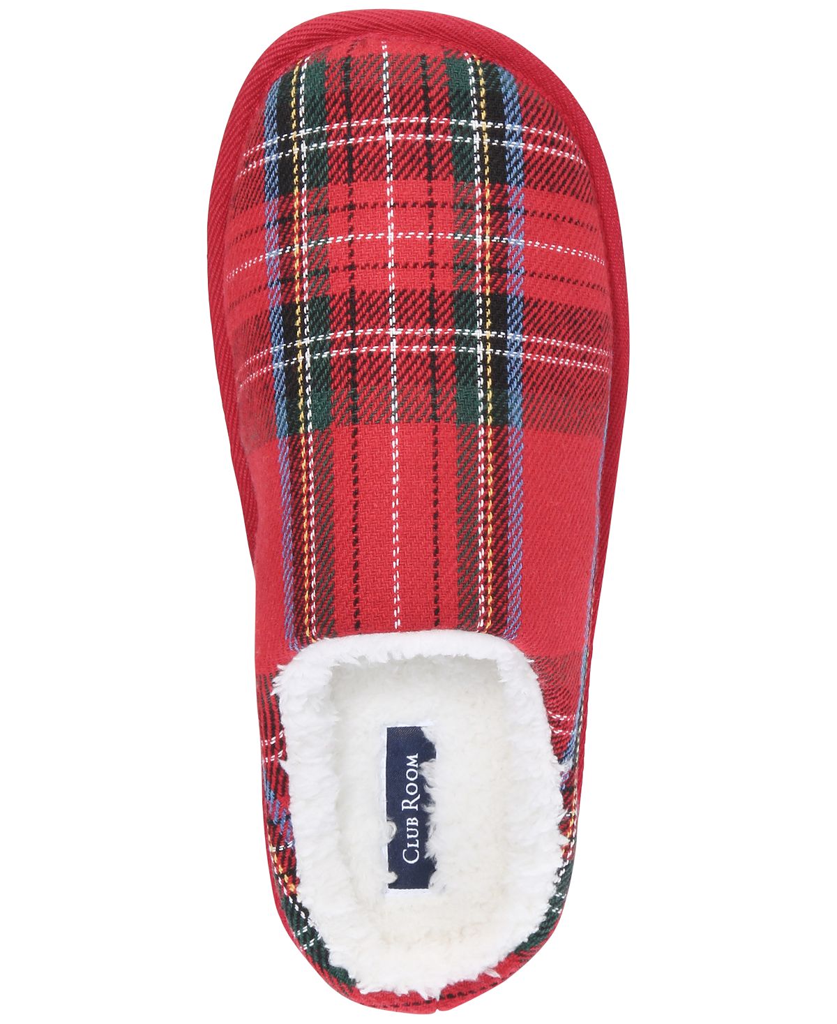 Club Room Plaid Slippers Red